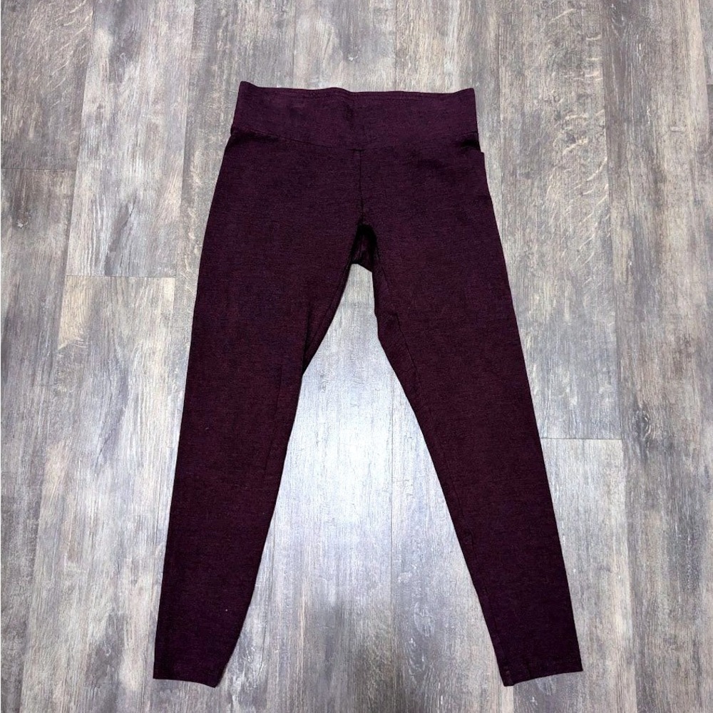 Loft Outlet Womens XS Burgundy Heather Knit Leggings Wide Waistband